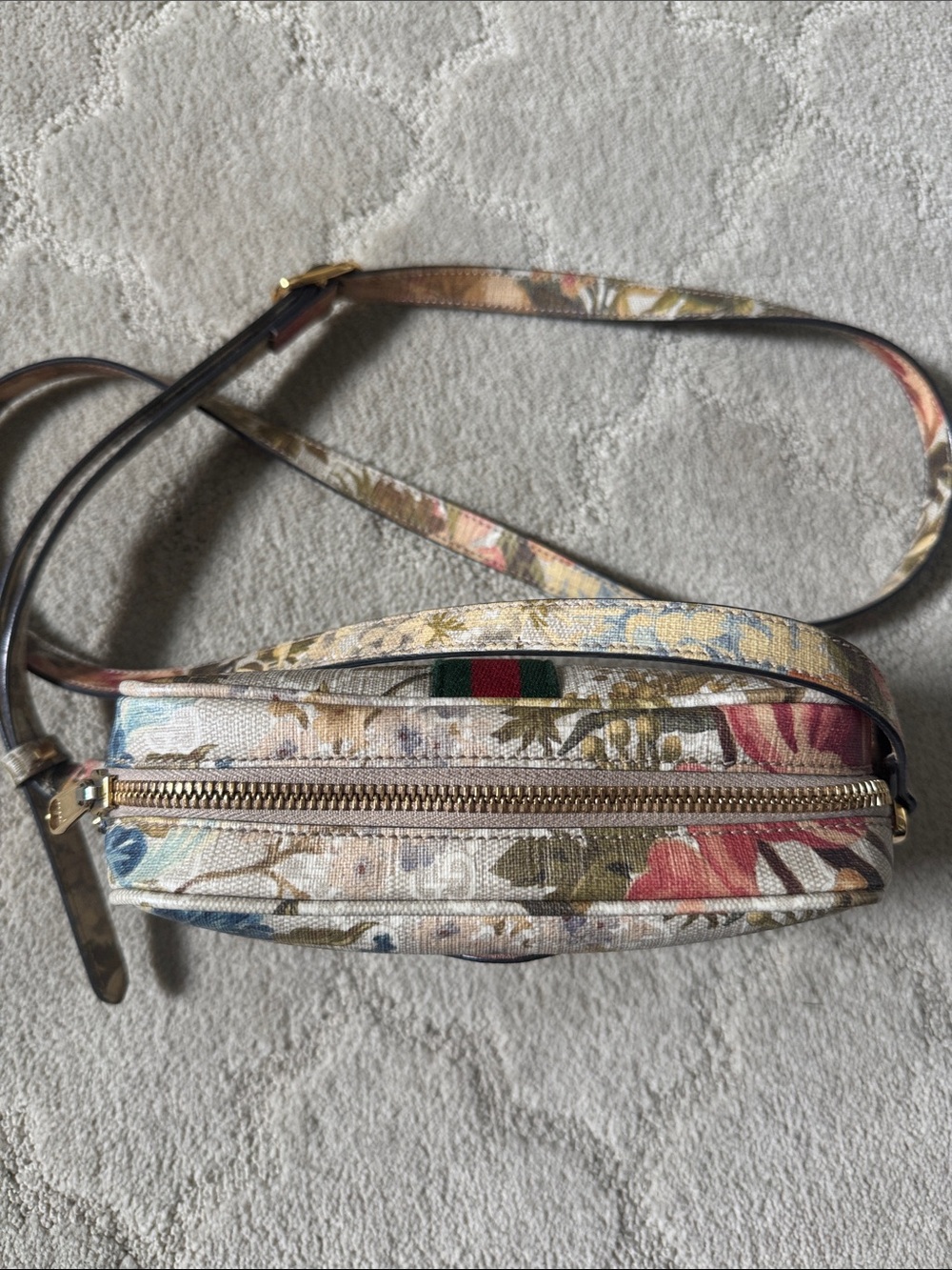 Auth Gucci Ophidia Flora GG Canvas Web Detail Crossbody Bag Small - Picture 9 of 15